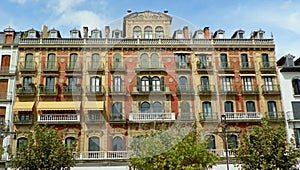 Spain, Pamplona, Castle Square 44 (Pl. del Castillo), building and cafe Cafe Iruna photo