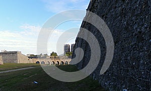 Spain, Pamplona, La Vuelta del Castillo, Citadel of Pamplona, the fortified door of Socorro