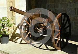 Spain, Pamplona, La Vuelta del Castillo, Citadel of Pamplona, old cannon on the territory of the fortress photo