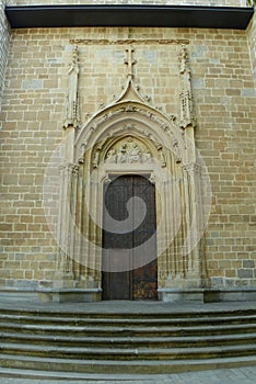 Spain, Pamplona, Plazuela de San Jose, Pamplona Cathedral, the door of the side entrance to the temple