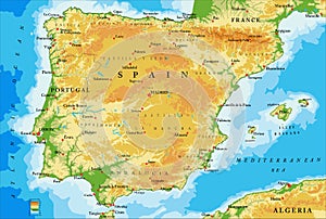 Spain physical map