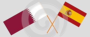 Spain and Qatar. The Spanish and Qatari flags. Official proportion. Correct colors. Vector