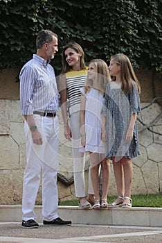 Spain Royal family posing at Marivent palace during their summer holidays