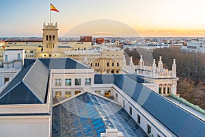 Spain\'s metropolis at sunset, showing the Madrid skyline