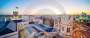 Spain\'s metropolis at sunset, showing the Madrid skyline