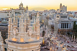 Spain\'s metropolis at sunset, showing the Madrid skyline