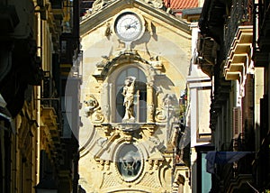 Spain, San Sebastian, Basílica de Santa Maria del Coro, altarpiece with its tortured figure of Saint Sebastian