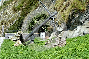 Spain, San Sebastian, Pasealeku Berria, old anchor
