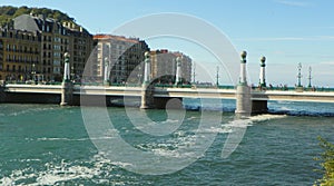 Spain, San Sebastian, RamÃÂ³n MarÃÂ­a Lili Pasealekua, view of the Puente la Zurriola (Zurriola Bridge photo