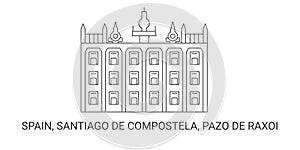 Spain, Santiago De Compostela, Pazo De Raxoi, travel landmark vector illustration photo