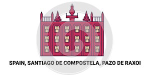 Spain, Santiago De Compostela, Pazo De Raxoi, travel landmark vector illustration photo