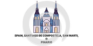 Spain, Santiago De Compostela, San Marti, O Pinario travel landmark vector illustration photo