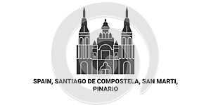 Spain, Santiago De Compostela, San Marti, O Pinario travel landmark vector illustration photo