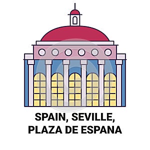 Spain, Seville, Plaza De Espaa travel landmark vector illustration photo