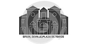 Spain, Seville,Plaza De Toros , travel landmark vector illustration photo