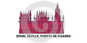 Spain, Seville, Puerta De Bisagra, travel landmark vector illustration photo