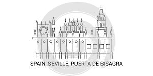 Spain, Seville, Puerta De Bisagra, travel landmark vector illustration photo