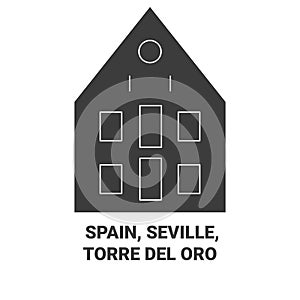 Spain, Seville, Torre Del Oro travel landmark vector illustration