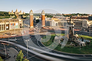 Spain Square in Barcelona in evening, Spain