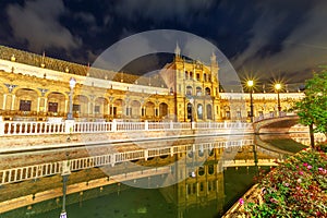 Spain Square Seville night