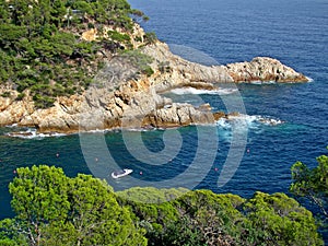 Spain 2019 summertime Costa Brava sea vieuw to the  excellent coast line photo