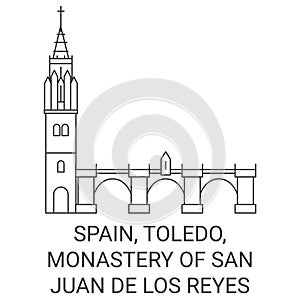 Spain, Toledo, Monastery Of San Juan De Los Reyes travel landmark vector illustration