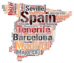 Spain top travel destinations word cloud
