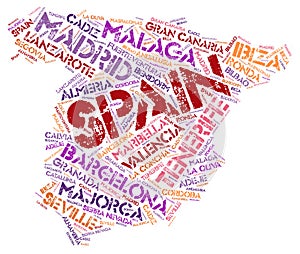 Spain top travel destinations word cloud