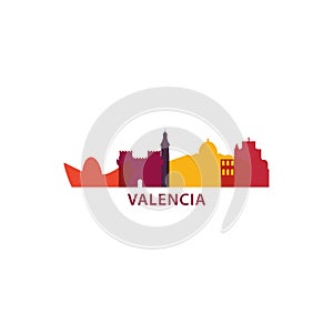 Valencia city skyline silhouette vector logo illustration photo