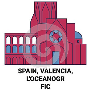 Spain, Valencia, L'oceanogrfic travel landmark vector illustration