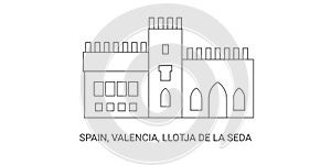 Spain, Valencia, Llotja De La Seda, travel landmark vector illustration photo