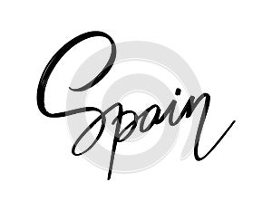 Spain. Vector hand drawn lettering  isolated.