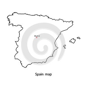 Spain world map country outline in black contour. Vector illustration.