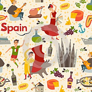 Spainish landmark pattern vector background.