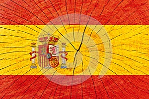 Spainish national flag printed on wooden surface