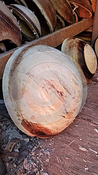 Spalted wooden bowls turned on a lathe