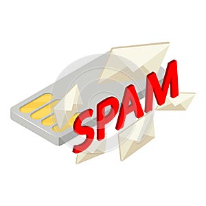 Spam attack icon, isometric style