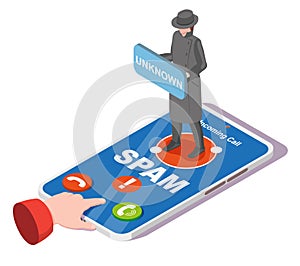 Spam call vector phone fraud and scam design photo