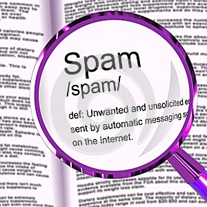 Spam definition means unsolicited email and unwanted junk - 3d illustration photo