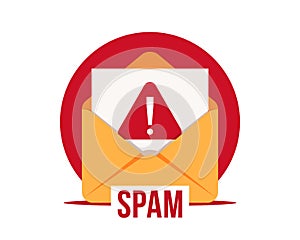 SPAM email vector icon. Advertising, phishing, distribution of malware through spam messages. Spam email message distribution,