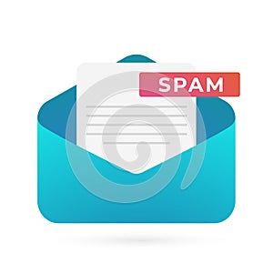 Spam Email vector icon concept. Malware spreading virus, scam and fraud mail. Irrelevant unsolicited malicious e-mail photo