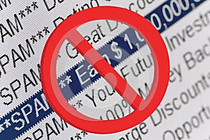 Spam Folder Listing Red Ban Sign Macro Blacklist