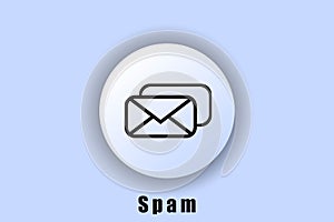 Spam icon. The envelope. Email and messaging icons. User interface icon. White web button neomorphism. vector EPS10