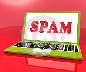 Spam Laptop Showing Spamming Unsolicited