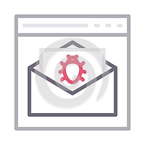 Spam mail browser thin line color vector icon