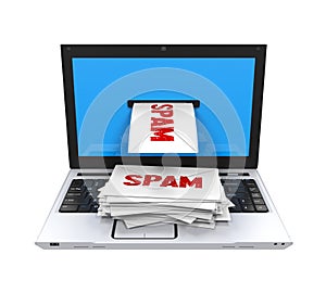 Spam Mails and Laptop Isolated