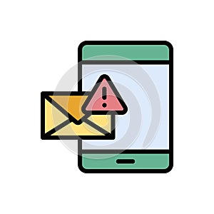Spam smartphone message icon. Simple color with outline vector elements of hacks icons for ui and ux, website or mobile