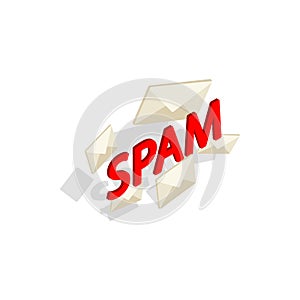 Spam word icon in isometric 3d style