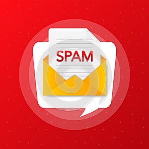 Spamming mailbox concept. Email box hacking, spam warning.