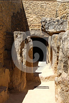 Entrance to the Dolmen de Viera, Antequera, Spain. photo